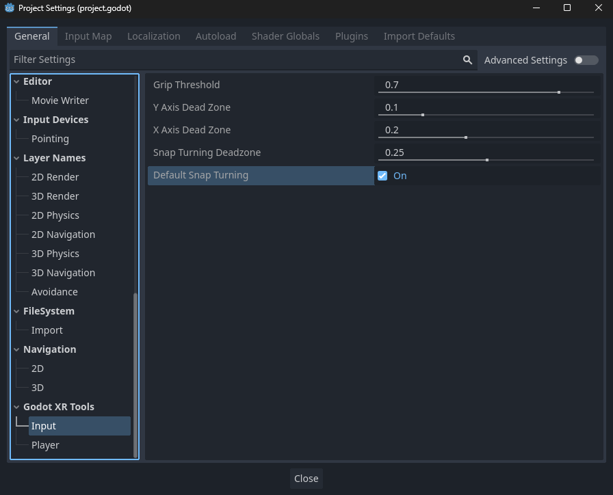 Turn Movement Project Settings